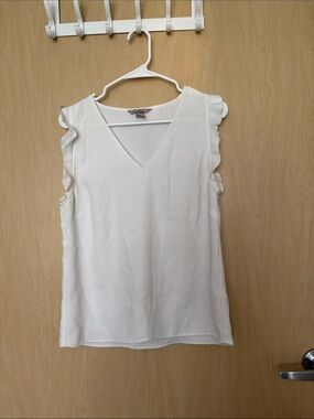 H&M White V-Neck Ruffle Sleeve Camisole